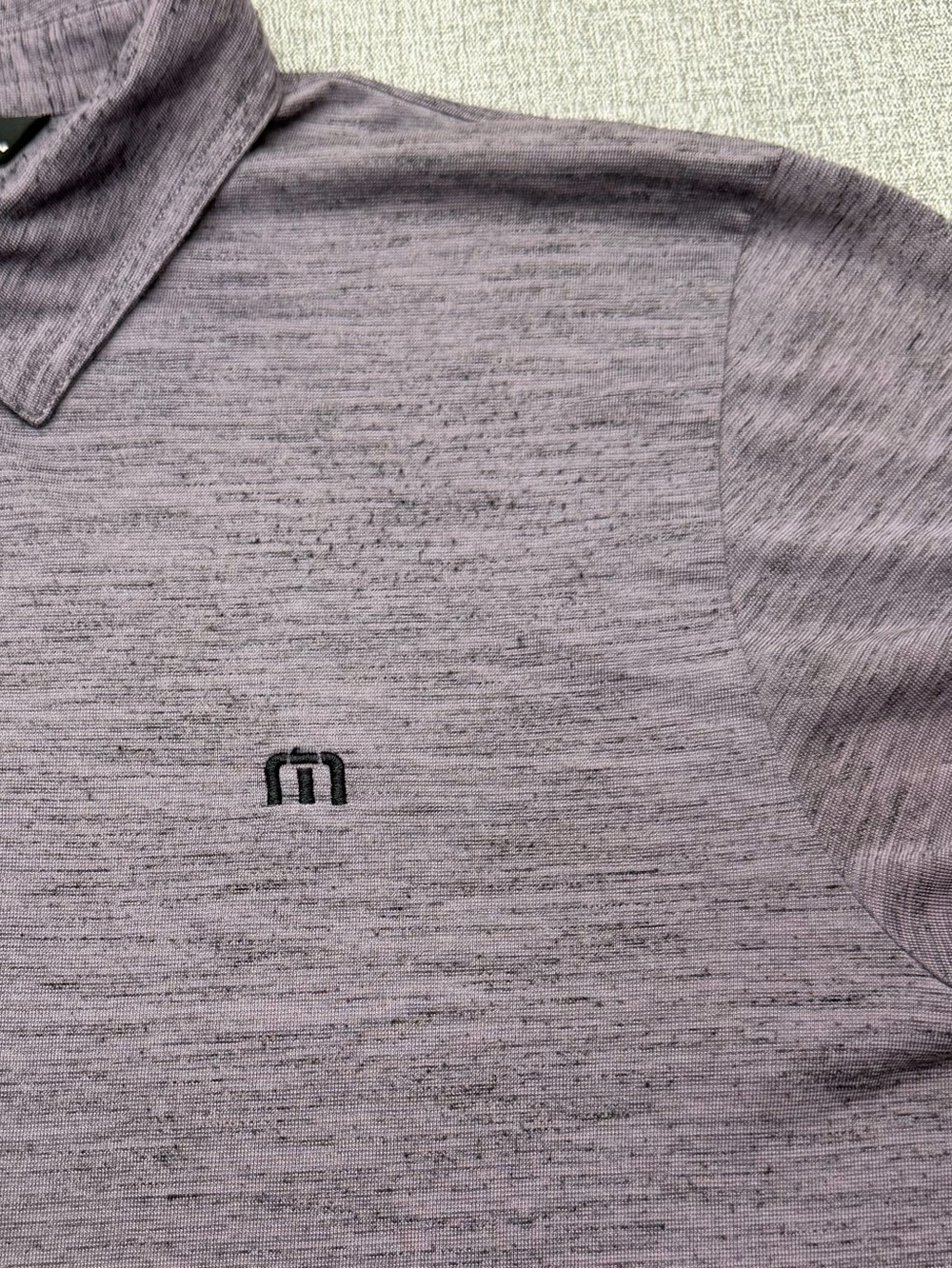 Travis Mathew Purple Heathered Golf Polo Shirt - Picture 6 of 9